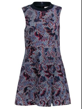 Tory Burch Navy, Red & Black Sleeveless A-Line Dress